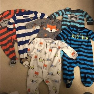 3 Carter’s Fleece Footie sleepers 3-6 months